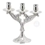Church Triple Candlestick Nickel Plated (4040n) - Ecclesiastical Utensils στο Athonian.gr