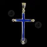 Silver Blue Cross Necklace with Semi Precious Stones (T33) - Jewelry στο Athonian.gr