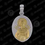 Silver Oval Pendant Virgin Mary Seven Swords (F14B) - Jewelry στο Athonian.gr