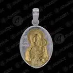 Silver Oval Pendant Virgin Mary Gorgoepikoos (F13B) - Jewelry στο Athonian.gr