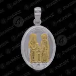 Silver Oval Pendant Saints Raphael, Nicholas and Irene (F6B) - Jewelry στο Athonian.gr