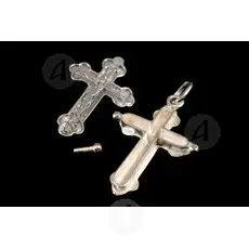 Silver Screwed Cross Necklace 925° with Jesus Christ (103) - Jewelry στο Athonian.gr
