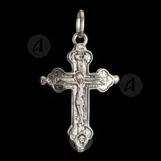 Silver Screwed Cross Necklace 925° with Jesus Christ (103) - Jewelry στο Athonian.gr
