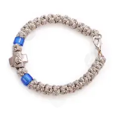 Gold Thread Prayer Rope 33 Knots with Cross (SILBLU-33CL) - Prayer ropes στο Athonian.gr