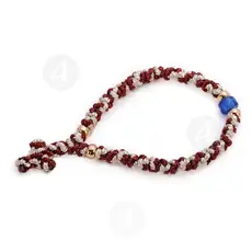 Gold Thread Prayer Rope with 35 Knots (REDWHI-35) - Prayer ropes στο Athonian.gr