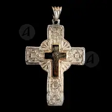 Silver Necklace Cross 925° with 14K Gold (110) - Jewelry στο Athonian.gr