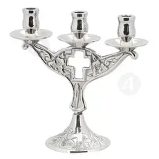 Church Triple Candlestick Nickel Plated (4040n) - Ecclesiastical Utensils στο Athonian.gr