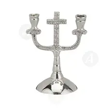 Church Double Candlestick Nickel Plated (8443n) - Ecclesiastical Utensils στο Athonian.gr
