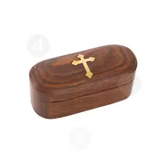 Wooden Incense Box with Metal Cross (341) - Ecclesiastical Utensils στο Athonian.gr