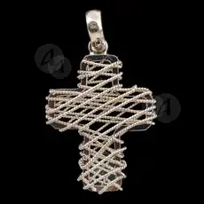 Knitted Wired Cross from Silver 925 - Jewelry στο Athonian.gr