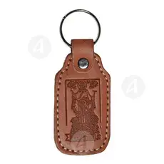 Brown Leather Keyring - Virgin Mary Athonitissa - Handiwork στο Athonian.gr