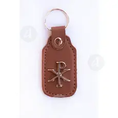 Brown Leather Keyring with Christogram - Handiwork στο Athonian.gr