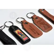 Brown Leather Keyring - Virgin Mary Athonitissa - Handiwork στο Athonian.gr