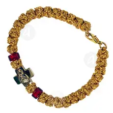Gold Thread Prayer Rope 33 Knots with Cross (GOLRED-33CL) - Prayer ropes στο Athonian.gr