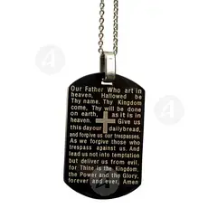Steel Pendant with Chain & Prayer in English (TL04) - Jewelry στο Athonian.gr