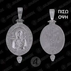 Silver Oval Pendant Virgin Mary Gorgoepikoos (BMO13A) - Jewelry στο Athonian.gr