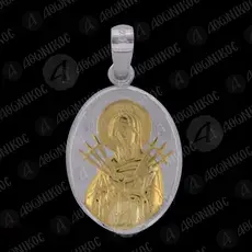 Silver Oval Pendant Virgin Mary Seven Swords (F14B) - Jewelry στο Athonian.gr
