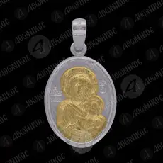 Ασημένιο Οβάλ Μενταγιόν Παναγία Πορταΐτισσα Ιβήρων (F11Β) -  Κοσμήματα στο Athonian.gr
