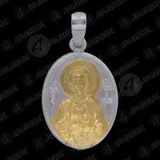 Ασημένιο Οβάλ Μενταγιόν Άγιος Παντελεήμων (F19Β) -  Κοσμήματα στο Athonian.gr