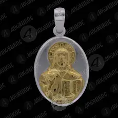 Ασημένιο Οβάλ Μενταγιόν Χριστός Παντοκράτωρ (F1Β) -  Κοσμήματα στο Athonian.gr