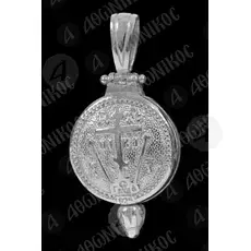 Silver Round Pendant Virgin Mary Portaitissa (1B) - Jewelry στο Athonian.gr