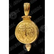Gold Plated Round Pendant Saint Panteleimon (3G) - Jewelry στο Athonian.gr