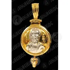 Gold Plated Round Pendant Saint Nicholas (4G) - Jewelry στο Athonian.gr