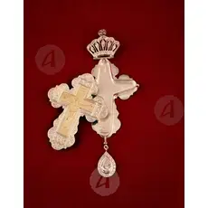 Silver Pectoral Screw Cross 925° with a solid gold cross 14k and swarovski crystals - Jewelry στο Athonian.gr