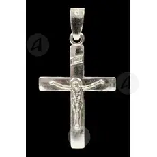 Silver Cross Necklace with Crucified Jesus Christ (30A) - Jewelry στο Athonian.gr