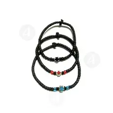 Black Waxy Prayer Ropes with Metallic Cross (WAX-BLA-CRO) - Prayer ropes στο Athonian.gr