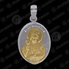 Ασημένιο Οβάλ Μενταγιόν Άγια Βαρβάρα -  Κοσμήματα στο Athonian.gr