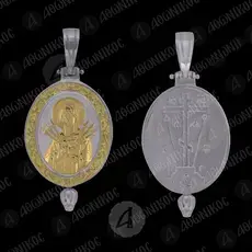 Silver Oval Pendant Virgin Mary Seven Swords (BMO14B) - Jewelry στο Athonian.gr