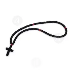 Μαύρο Μεταξωτό Κομποσχοίνι 100άρι με Σταυρό (100MA-1) - Κομβοσχοίνια στο Athonian.gr