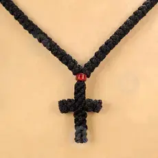 Μαύρο Μεταξωτό Κομποσχοίνι 100άρι με Σταυρό (100MA-1) - Κομβοσχοίνια στο Athonian.gr