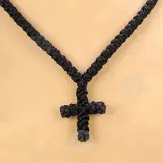 Μαύρο Μεταξωτό Κομποσχοίνι 100άρι με Σταυρό (100MA-1) - Κομβοσχοίνια στο Athonian.gr