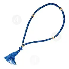 Mπλε Μεταξωτό Κομποσχοίνι 100άρι με Kαρυδόκομπο & Φούντα (100K-BLU) - Κομβοσχοίνια στο Athonian.gr