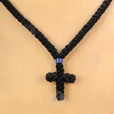 Μαύρο Μεταξωτό Κομποσχοίνι 100άρι με Σταυρό (100MA-1) - Κομβοσχοίνια στο Athonian.gr