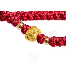 Κόκκινο Μεταξωτό Κομποσχοίνι 100άρι με Καρυδόκομπο & Φούντα (100K-RED) - Κομβοσχοίνια στο Athonian.gr