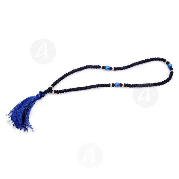 Satin Prayer Rope with 100 Knots & Blue Beads (100MA-DBLU) - Prayer ropes στο Athonian.gr