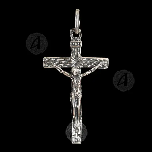 Silver Cross Necklace with Crucified Jesus Christ (15) - Jewelry στο Athonian.gr