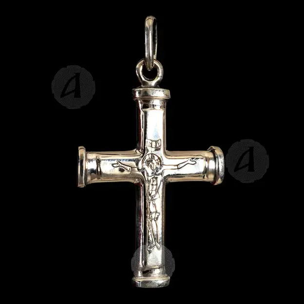 Silver Cross Necklace with Crucified Jesus Christ (65) - Jewelry στο Athonian.gr