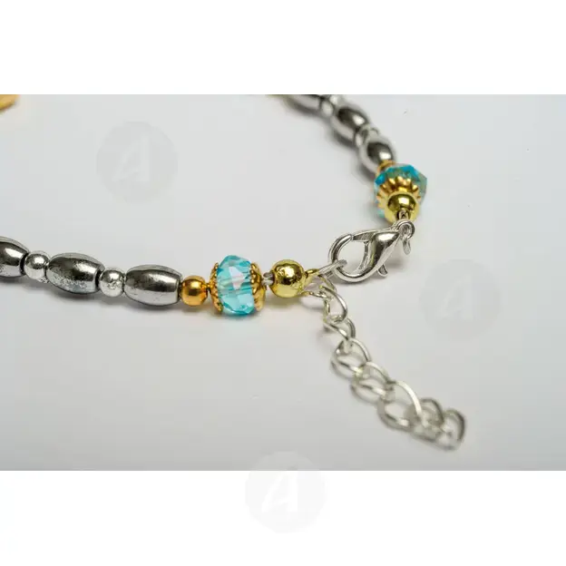 Bracelet with Semi-Precious Stones & Gold Plated Cross (SGRE) - Jewelry στο Athonian.gr