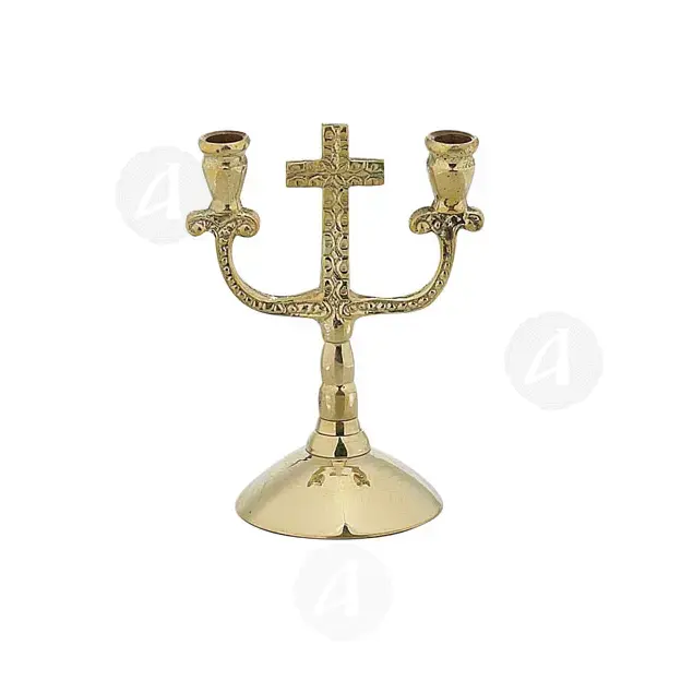 Church Double Candlestick Bronze (8443b) - Ecclesiastical Utensils στο Athonian.gr