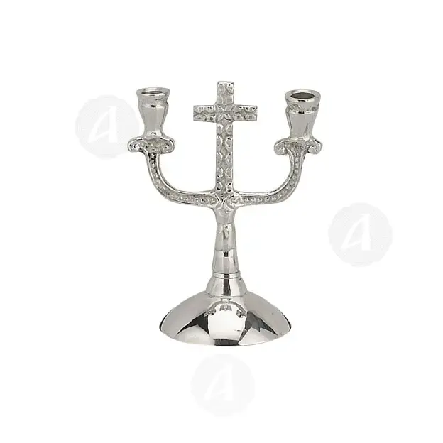 Church Double Candlestick Nickel Plated (8443n) - Ecclesiastical Utensils στο Athonian.gr