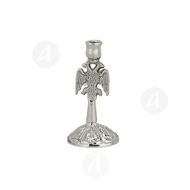 Church Candlestick Nickel Plated Byzantine Eagle (8444n) - Ecclesiastical Utensils στο Athonian.gr