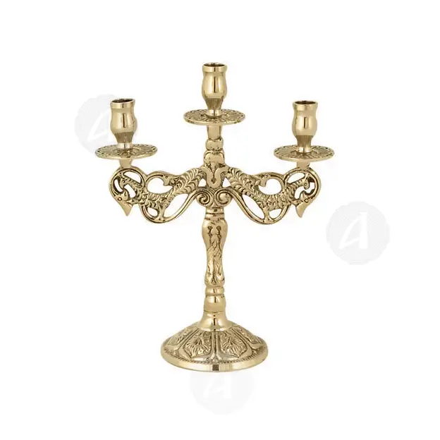 Church Triple Candlestick Bronze (9810) - Ecclesiastical Utensils στο Athonian.gr
