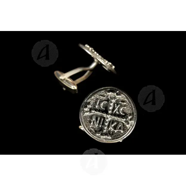 Ασημένια Μανικετόκουμπα IC XC NIKA (125) -  Κοσμήματα στο Athonian.gr