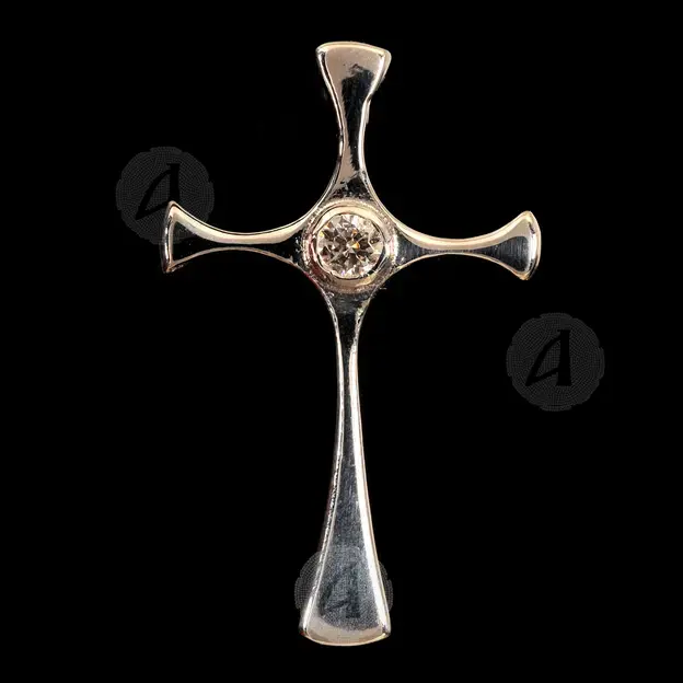 Silver Cross Necklace with Semi Precious Stone (T31) - Jewelry στο Athonian.gr
