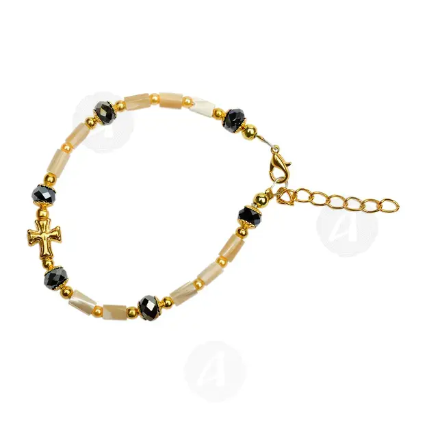 Bracelet with Clasp and Gold Plated Cross (PGR) - Jewelry στο Athonian.gr
