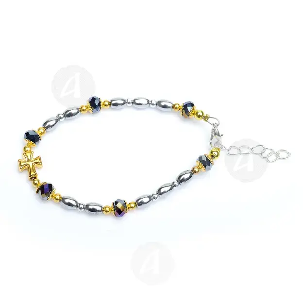 Bracelet with Clasp and Gold Plated Cross (SGR) - Jewelry στο Athonian.gr